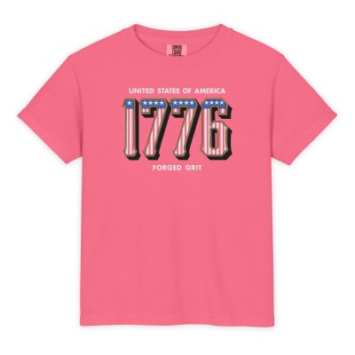 Western 1776 - Youth Garment-Dyed Heavyweight T-Shirt - Comfort Colors 9018 - Crunchberry