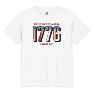 Western 1776 - Youth Garment-Dyed Heavyweight T-Shirt - Comfort Colors 9018 - White